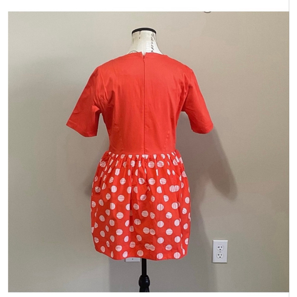 Maeve Anthropologie Polka Dot Mini Dress Red Orange Petite M NWT - Picture 5 of 16